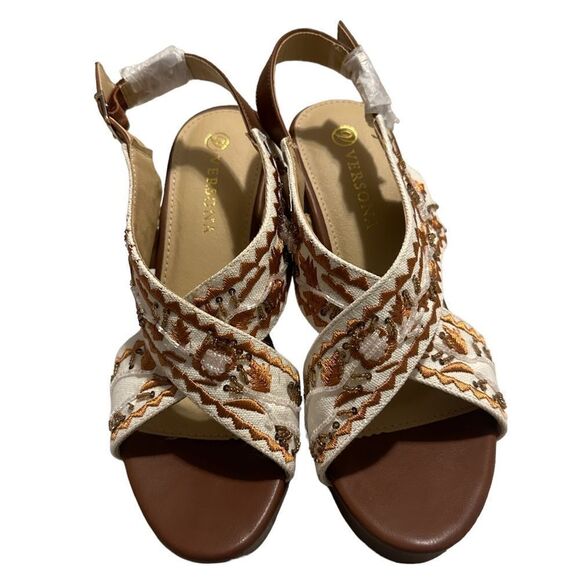 Versona Embroidered and Beaded Platform Sandals Size 8 NWOB - Picture 5 of 14